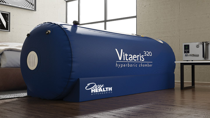 OxyHealth Vitaeris 320 soft-shell hyperbaric oxygen chamber at iCRYO Highland Village