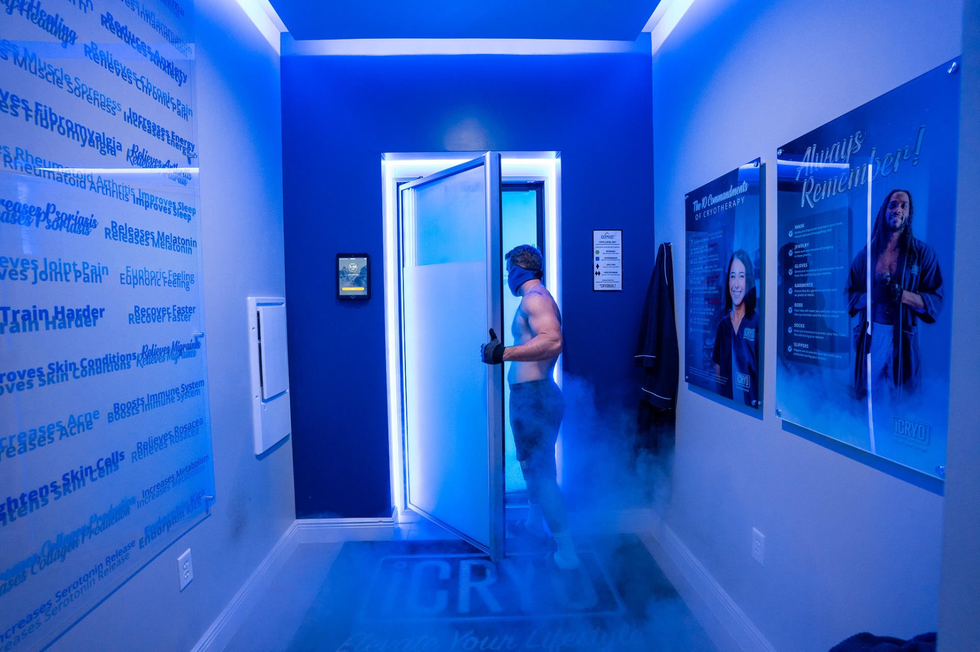 Whole body cryotherapy chamber at iCRYO Highland Village