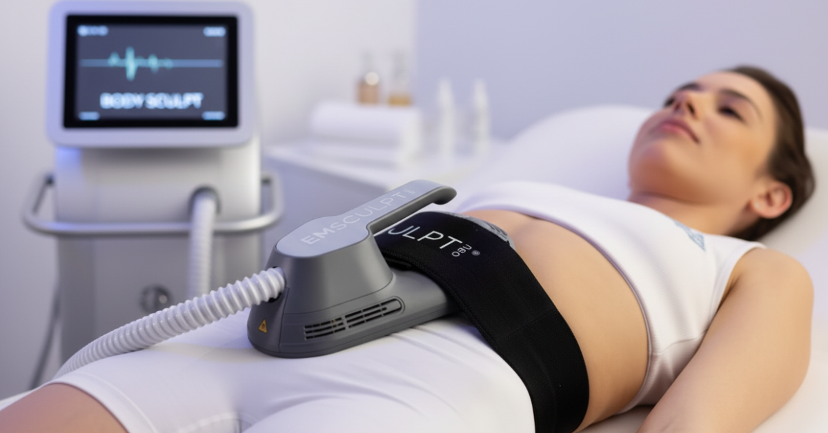 EMSCULPT NEO treatment session showing advanced body contouring technology
